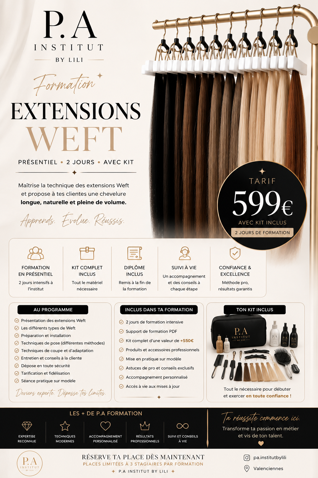 Formation Extensions de cheveux Weft en présentiel avec kit 🖤